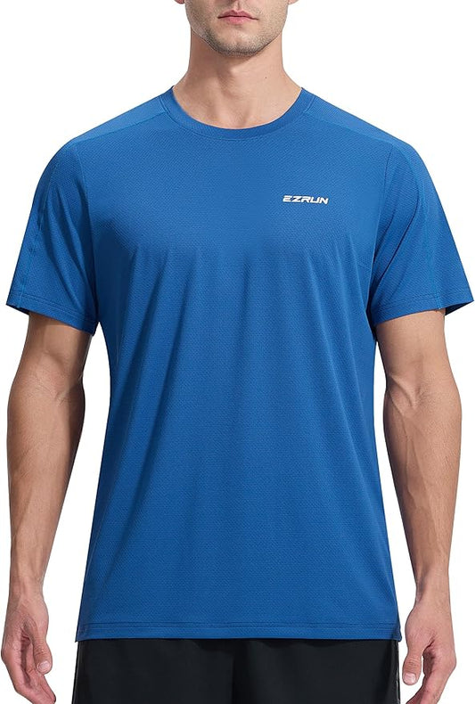 EZRUN Men's Lightweight Short Sleeve T-Shirt Quick Dry Workout Running Athletic Swim Shirts Fishing Rash Guard