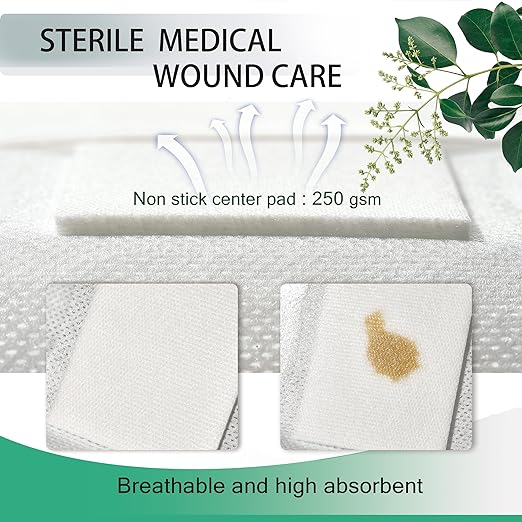 4X14 Inches Extra Large Sterile Adhesive Island Wound Dressing Bandages - Non Woven Bordered Gauze Pads, 25 Individually Pack,Medical Grade by QICHUANG(4X14INCHES-C25)