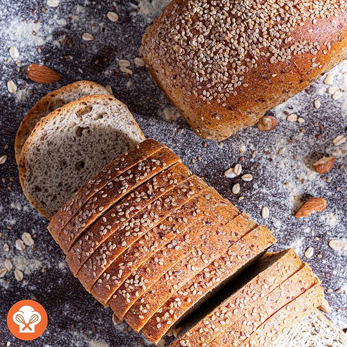 Dr. B's Multigrain Bread | 1g Net Carbs & 7g Protein | Low Calorie, Vegan, Sugar Free | Fresh, Sliced, Keto & Low Carb Bread Loaf (4 Pack (16 oz), Sesame)