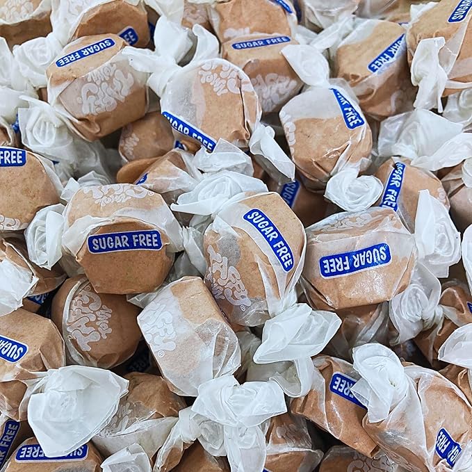 Sugar Free Chocolate Salt Water Taffy - 1lb (16oz) Bulk Bag Individually Wrapped Soft & Chewy Nut Free, Gluten Free, Diabetic & Keto Friendly Gourmet Candy For Taffy Lovers