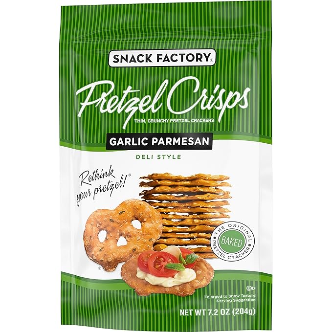 Snack Factory Garlic Parmesan Pretzel Crisps, 7.2 OZ Resealable Bag