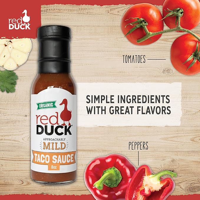 Red Duck Approachably Mild Organic Taco Sauce - Gluten-Free, Vegan, 8 ounces