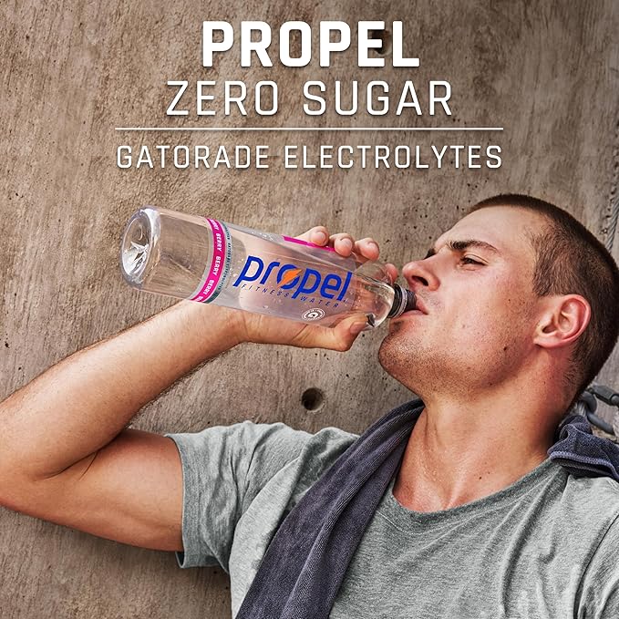 Propel Electrolyte Enhanced Water Sports Drink, Watermelon Flavored Water, Zero Calorie & Zero Sugar Hydration with Electrolytes and Vitamins C & E, 16.9 fl oz Water Bottles (12 Pack)
