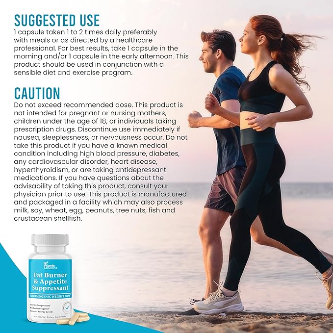 DR VITAMIN SOLUTIONS Fat Burner for Women & Men - Appetite Suppressant for Weight Loss - Pills w/Metabolism Booster Thermogenic Weight Loss Supplement - Chromium, Caffeine & Green Tea - 30 Ct.