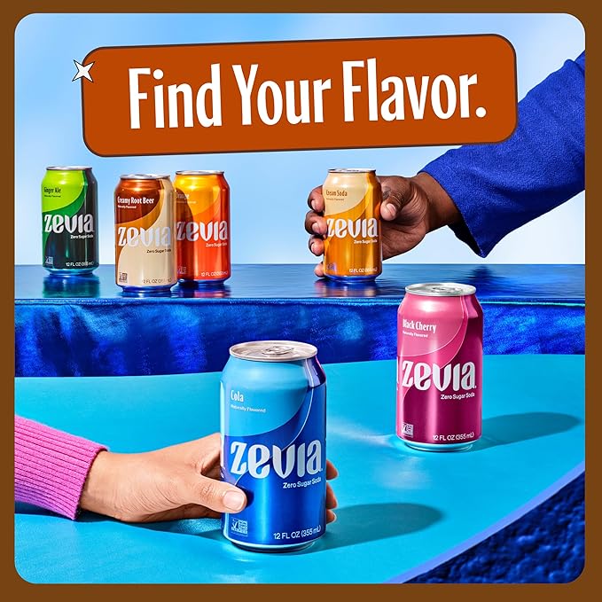 Zevia Zero Sugar Soda, Ginger Root Beer, 12 oz Cans (24-Pack) – Naturally Sweetened, Zero Calorie Sugar Free Soda - Non-GMO Project Verified, Gluten-Free, Vegan