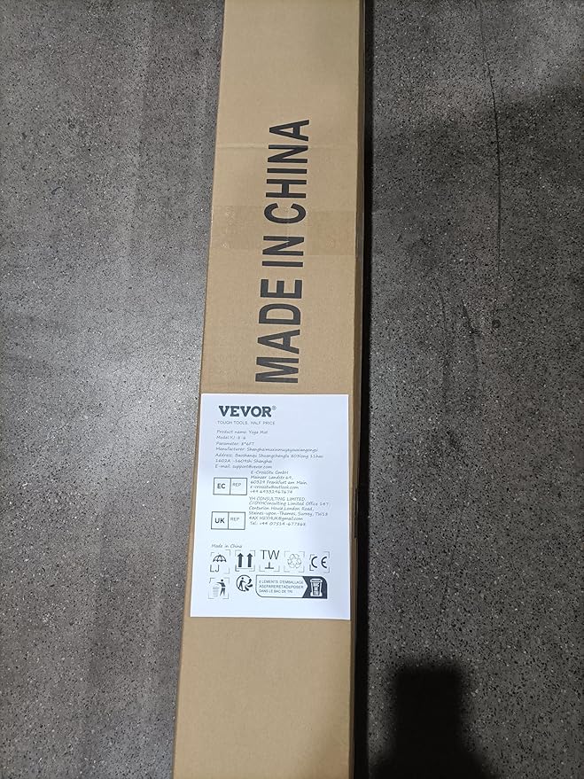 VEVOR Large Exercise Mat, Non Slip High Density Premium Yoga Mat, Exercise Yoga Mat for Men Women, Fitness & Exercise Mat with Bag & Carry Strap, for All Types of Home Yoga, Pilate & Floor Workout
