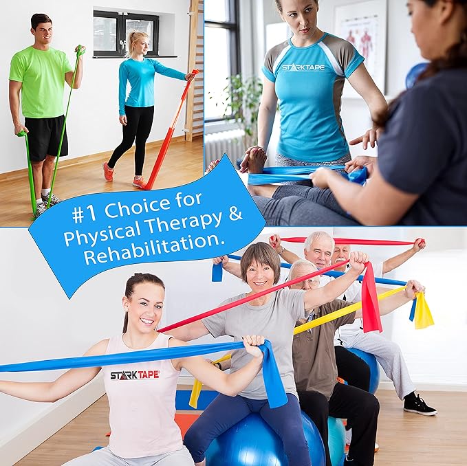 Resistance Bands Professional 8,16, 25, 50 Yards Bulk Rolls. Latex-Free Elastic Physical Therapy Band. No Scent, No Powder - Perfect for Home Exercise, Yoga, Pilates, Gym, Rehab, Workout