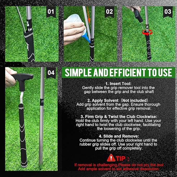 Golf Grip Removal Tool, V-Groove Grip Remover Saver Gripping Tool for Removing Golf Club Grips (1 Pcs)