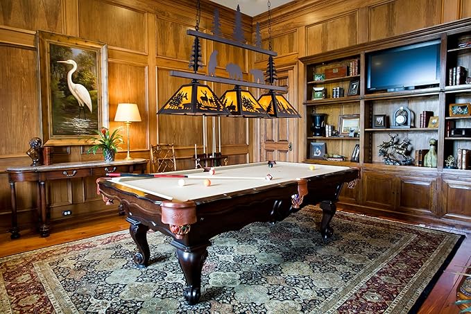 Tochic Rustic Billiard Table Light 3 Lights Vintage Billiard Lights for Over Pool Table, 46.5" Western Pool Table Lights Hanging Fixture Farmhouse Chandelier for Snooker Game Room Man Cave Dining Room