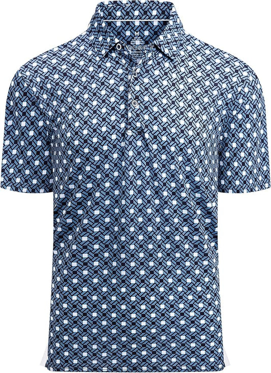 Damipow Premium Golf Shirts for Men Dry Fit Performance Polo Short Sleeve Collared Shirt