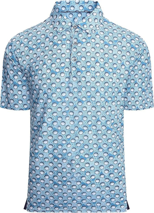 Damipow Premium Golf Shirts for Men Dry Fit Performance Polo Short Sleeve Collared Shirt