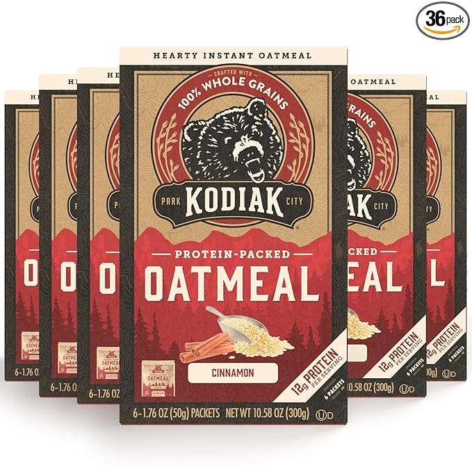 Kodiak Cakes Instant Oatmeal Packets - High Protein- 100% Whole Grains Breakfast Food - Cinnamon (36 Packets)