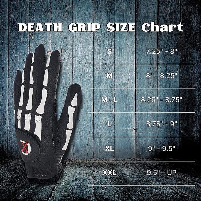 Skeleton Golf Gloves for Men 2 Pack – 100% AAA Synthetic Tacky Leather - Spooky & Funny Golf Gloves for Men – Tacky & Cool Golf Glove - Perfect for Summer & Fall Golfing