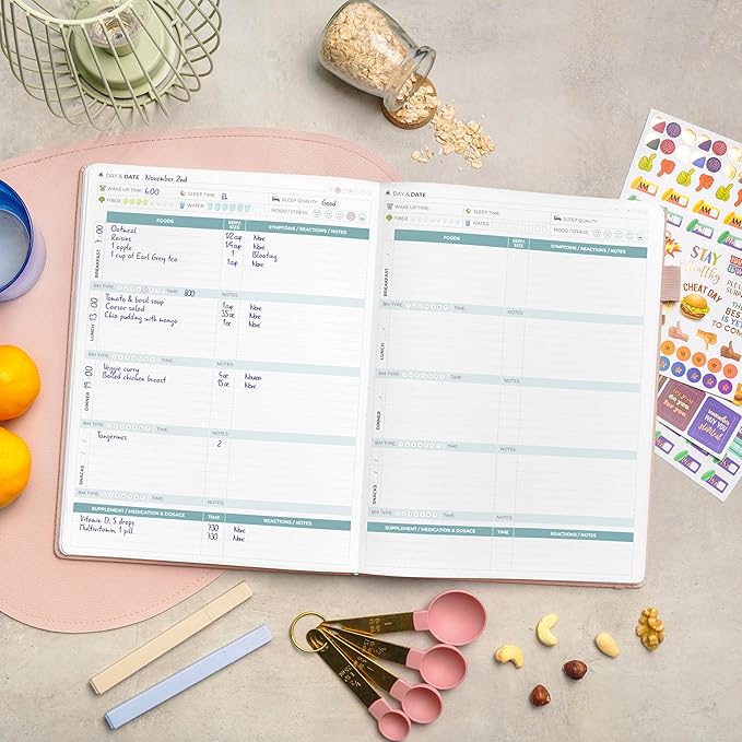 Clever Fox Food Sensitivity Journal Large – Daily Intolerance & Symptom Log for IBS, Diabetic, Low Fodmap, Elimination Diet – Health Tracker, 8.3x11” (Rose Gold)