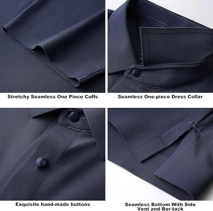 SAMERM Golf Shirts for Men Super Stretch Jacquard Dry Fit Golf Polo Moisture Wicking Short Sleeve Polo Shirts for Men