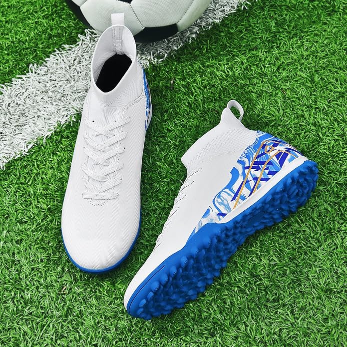 Indoor Soccer Cleats Mens Womens Turf Soccer Cleats Wide Socer Shoes FG AG TF High Ankle Football Boots