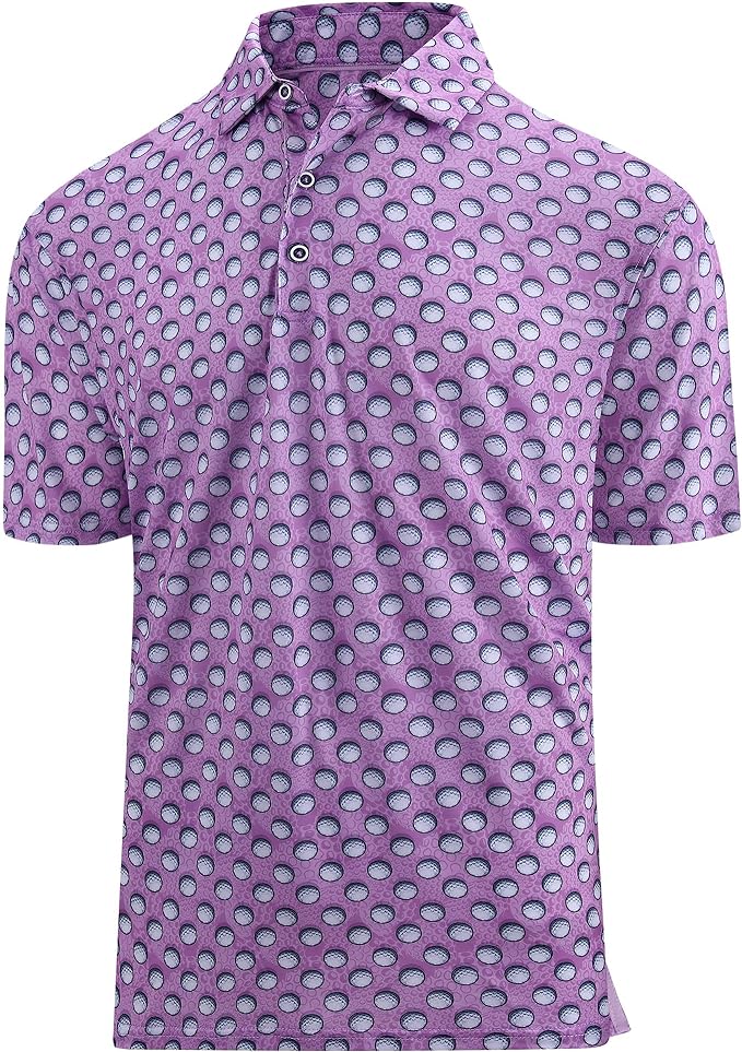 SAMERM Golf Shirts for Men Super Stretch Jacquard Dry Fit Golf Polo Moisture Wicking Short Sleeve Polo Shirts for Men