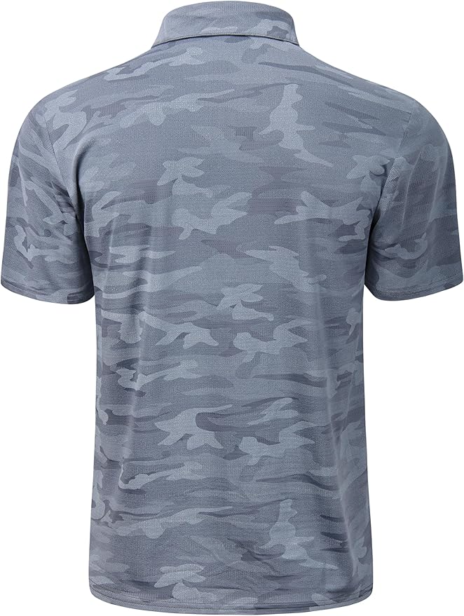 TAPULCO Mens Quick Dry Polo Shirts Camouflage Pattern Performance Athletic Lightweight Breathable Casual Golf Tshirts