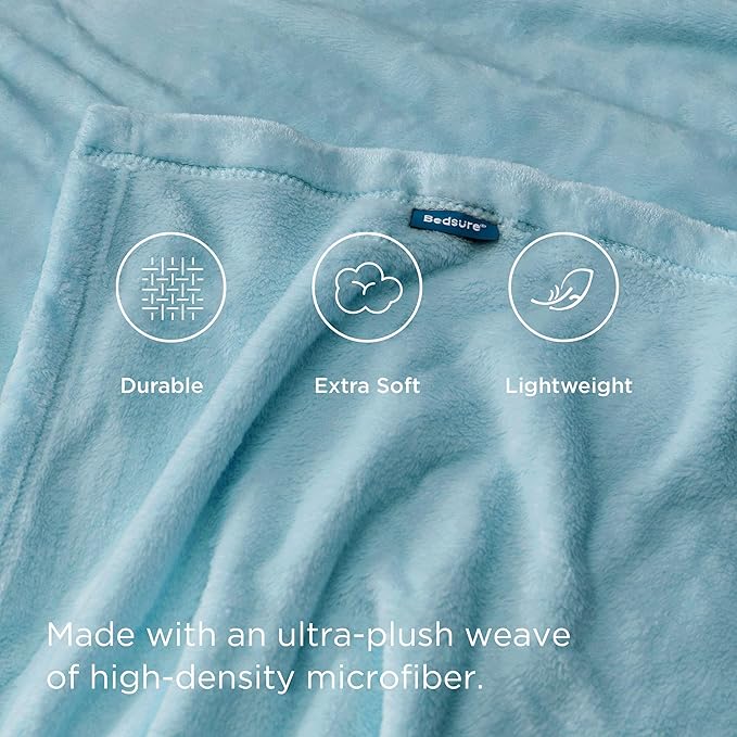 Bedsure Fleece Throw Blanket for Couch River Blue - Lightweight Plush Fuzzy Cozy Soft Blankets and Throws for Sofa, 50x60 inches