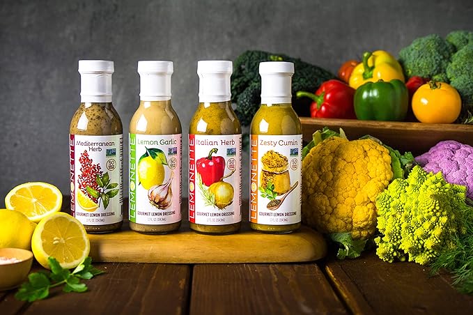 LEMONETTE Sugar Free, Low Cal, Low Fat Salad Dressing: Italian Herb 3 Gourmet 12oz bottles- Keto, Sugar Free,Gluten Free, Vinegar Free, Soy Free, Dairy Free, Canola Free, Vegan Certified