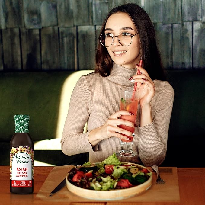 Walden Farms Asian Dressing & Marinade – Calorie-Free, Gluten-Free, Low Carb, Keto-Friendly, Sugar-Free, Fat-Free, Dairy-Free Zesty Asian Flavor – 12 oz Bottle
