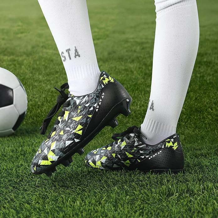 DREAM PAIRS Boys Girls Soccer Cleats Youth Firm Groud Athletic Outdoor Trainning Football Shoes for Little/Big Kid