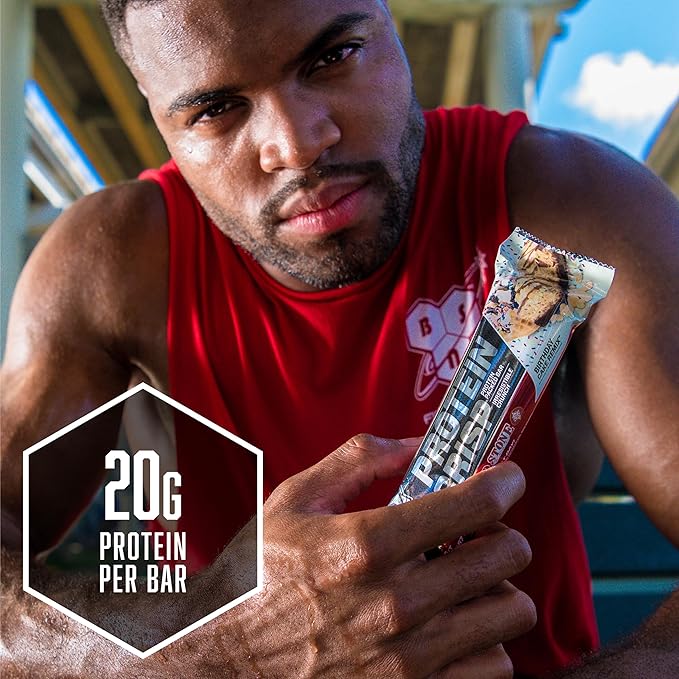 BSN Protein Bars - Protein Crisp Bar by Syntha-6, Whey Protein, 20g of Protein, Gluten Free, Low Sugar, Vanilla Marshmallow, 12 Count