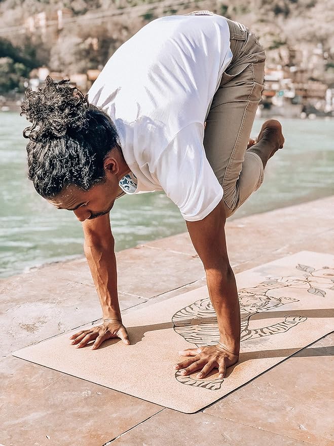 Cork Yoga Mat - Artist Designed, Premium Printed Eco-Friendly Non-Slip mat, Great for Regular & Hot Yoga, Pilates, Workouts 72 inch x 24 inch x 3mm Thick