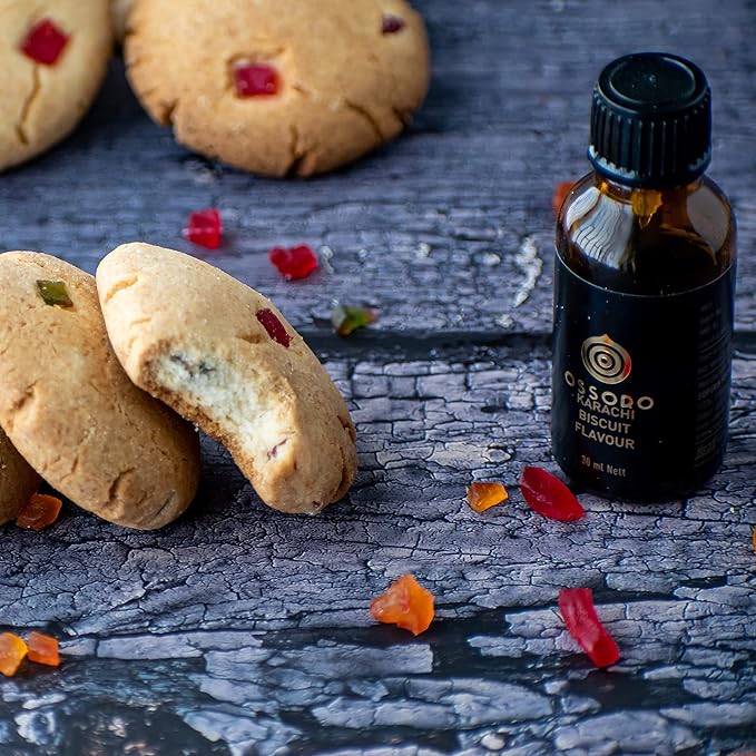 Ossoro Essence Karachi Biscuit Food Flavour with No Sugar Added, Non-GMO, Gluten-Free Flavors Perfect for Cakes, Snacks, Ice creams, Candies, Baking