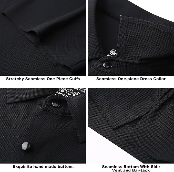SAMERM Golf Shirts for Men Super Stretch Jacquard Dry Fit Golf Polo Moisture Wicking Short Sleeve Polo Shirts for Men