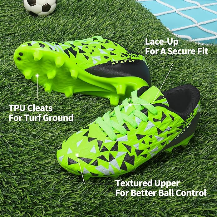 DREAM PAIRS Boys Girls Soccer Cleats Youth Firm Groud Athletic Outdoor Trainning Football Shoes for Little/Big Kid