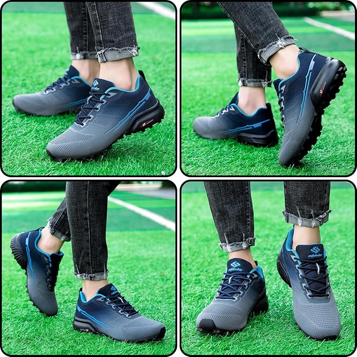 Men's Trail Running Shoes Lightweight Breathable Walking Hiking Sneakers Outdoor Athletic Tennis Cross Training Shoes