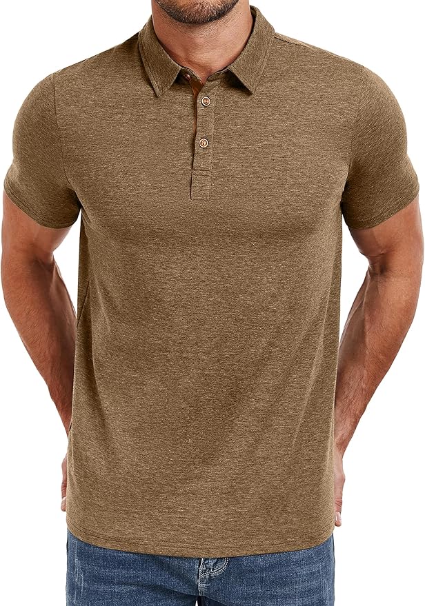 PEGENO Mens Polo Shirts Short Sleeve Casual Cotton Golf Shirts Performance Polo Shirts for Men