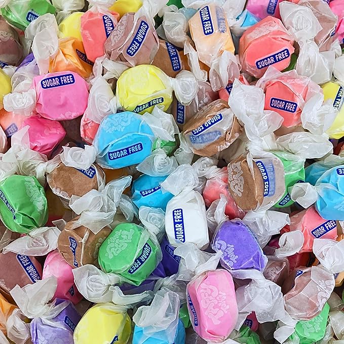Sugar Free Taffy Town Assortment - 10 Flavors, 1lbs (16oz) Bulk Bag - Individually Wrapped, Gluten & Nut Free, Diabetic & Keto Friendly Gourmet Candy For Taffy Lovers