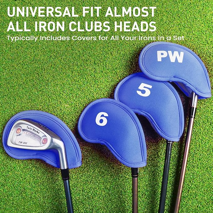 Golf Club Covers Set Neoprene Protector for Irons Value 12 Pack, Headcover Number Universal Head Cover Fit Main Irons Clubs Accessories for Women Men