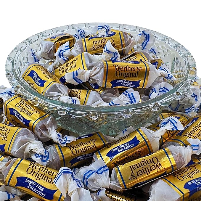 Werther's Original Premium Sugar Free Chewy Caramel Candies 1-Lb Individually Wrapped Low Carb Soft Chews Keto & Diabetic Friendly Holiday Candy (16-Oz)