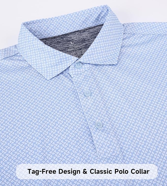 SAMERM Mens Golf Shirts Short Sleeve Dry Fit Performance Moisture Wicking Print Sport Polo Shirts for Men Casual