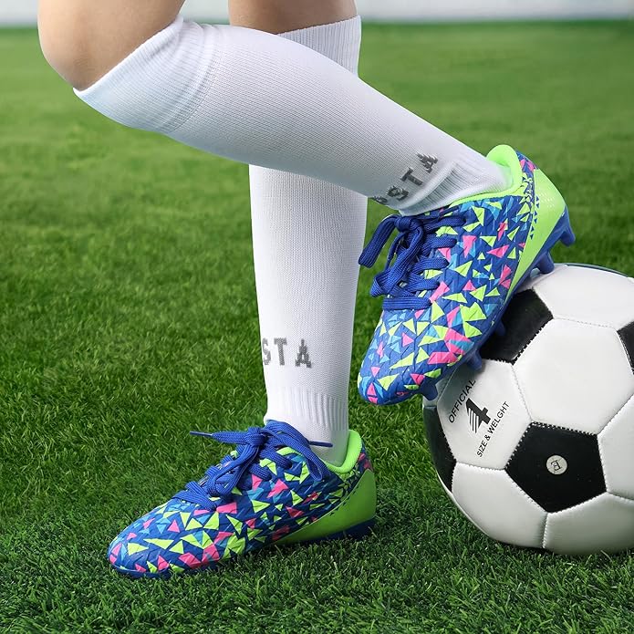 DREAM PAIRS Boys Girls Soccer Cleats Youth Firm Groud Athletic Outdoor Trainning Football Shoes for Little/Big Kid