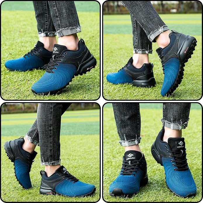 Men's Trail Running Shoes Lightweight Breathable Walking Hiking Sneakers Outdoor Athletic Tennis Cross Training Shoes