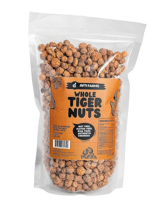 AVTI FARMS Organic Tigernuts 20oz - Superfood Raw Snacks Tiger Nuts - Gluten Free Snack, Non-GMO - Prebiotic High Fiber Raw Tiger Nuts - Vegan, Paleo Friendly | Low Calories-Keto Diet (575g/1.3Lbs)
