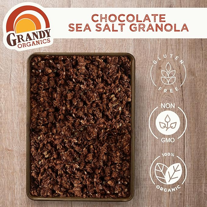 Grandy Organics Variety Pack Traditional Granola - Classic, Apple Crisp, Dark Chocolate Sea Salt - Certified Organic Granola, Non-GMO, 12oz Bags, Bulk Pack of 3