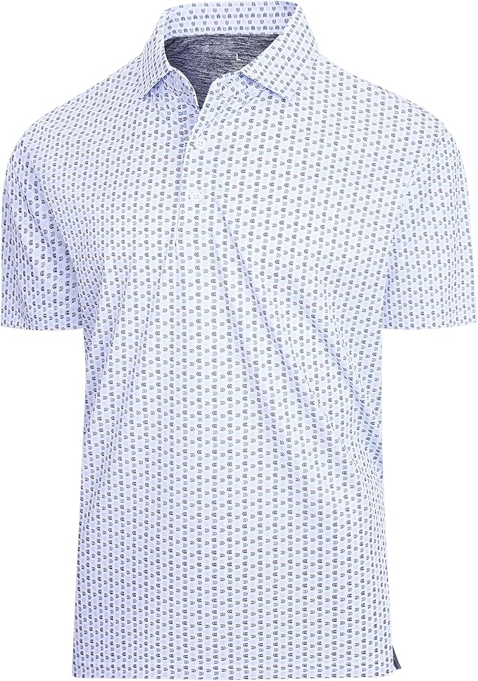 SAMERM Mens Golf Shirts Short Sleeve Dry Fit Performance Moisture Wicking Print Sport Polo Shirts for Men Casual
