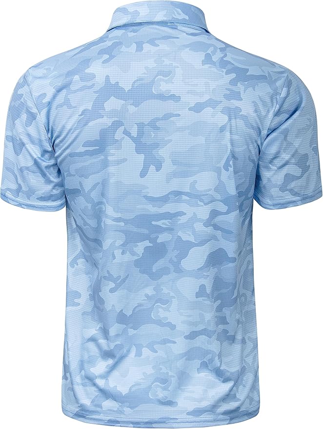 TAPULCO Mens Quick Dry Polo Shirts Camouflage Pattern Performance Athletic Lightweight Breathable Casual Golf Tshirts