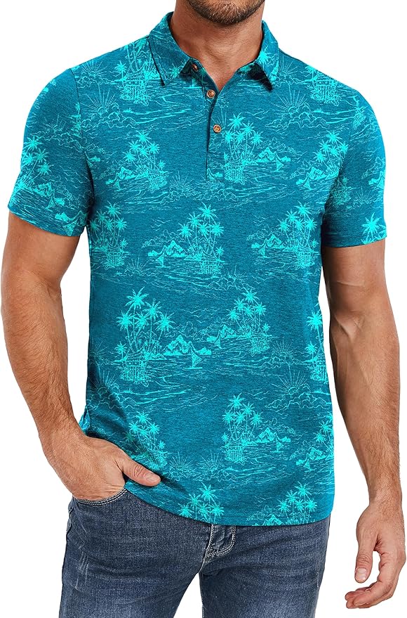 PEGENO Mens Polo Shirts Short Sleeve Casual Cotton Golf Shirts Performance Polo Shirts for Men