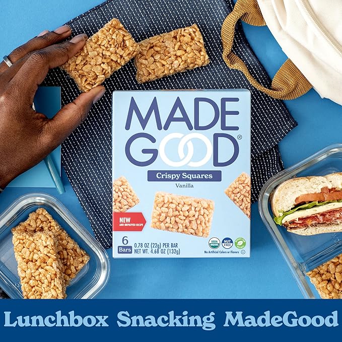 MadeGood Crispy Squares, Vanilla (36 Count) Gluten Free Snacks