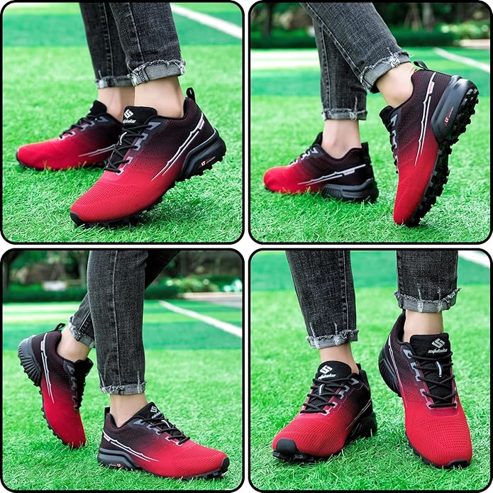 Men's Trail Running Shoes Lightweight Breathable Walking Hiking Sneakers Outdoor Athletic Tennis Cross Training Shoes