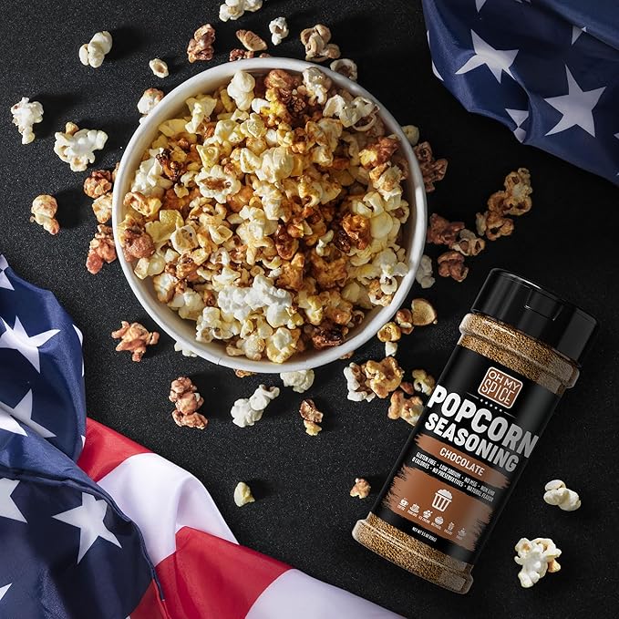 Popcorn Seasoning Chocolate Powder Mix - Gluten Free & Low Sodium Cocoa Powder Blend Popcorn Flavoring Seasoning. Healthy Movie Night Theater Pop Corn Toppings. Sweet Pop Corn Salt Seasonings. 5.5oz