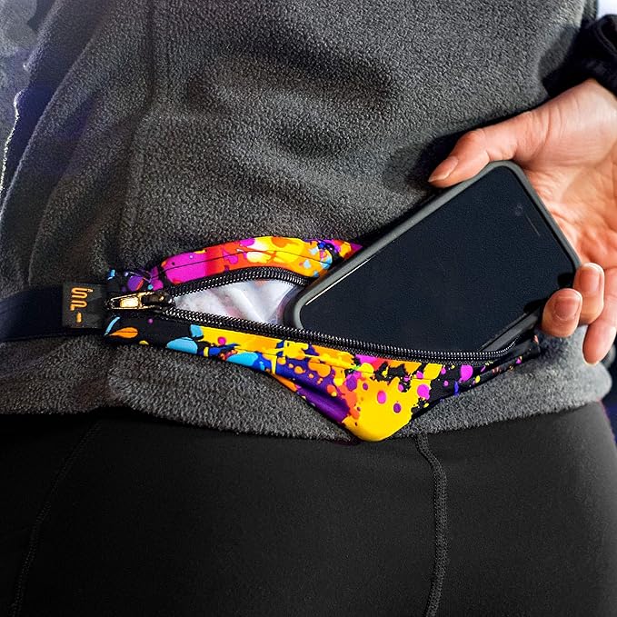 SPIbelt Running Belt for Women Men, Phone Holder for Running, Running Fanny Pack, Holder for Phone, Running Waist Pack, Adjustable Waist, [Fits All Phones]. Rave with Black Zipper