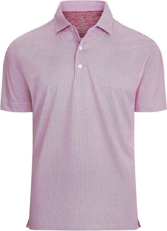 Alex Vando Mens Golf Shirt Moisture Wicking Classic Print Golf Shirts for Men