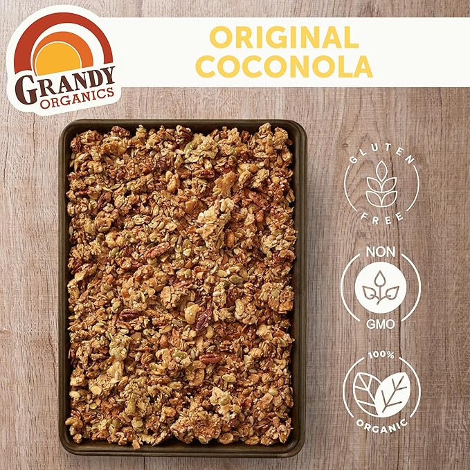 Grandy Organics Original Coconola Granola, Certified Organic Gluten Free Granola, Grain Free, Vegan and Paleo, Original Flavor Coconola, 9oz Each, Pack of 6